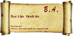 Burián András névjegykártya